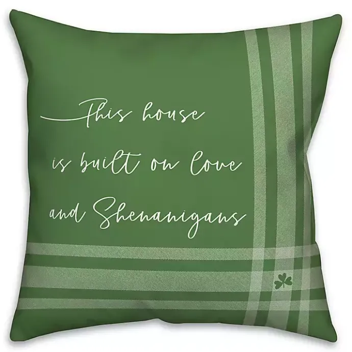 Clearance Kirklands Home Green Love and Shenanigans Pillow
