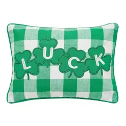 New Kirklands Home Green Luck Clovers Plaid Pillow