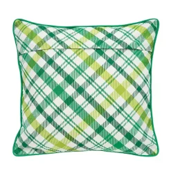 Hot Kirklands Home Green Lucky Clover Plaid Pillow