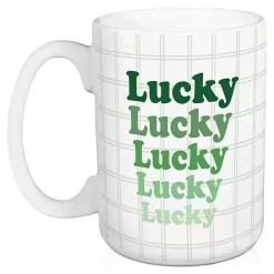 Kirklands Home Green Lucky Plaid Mugs, Set of 2