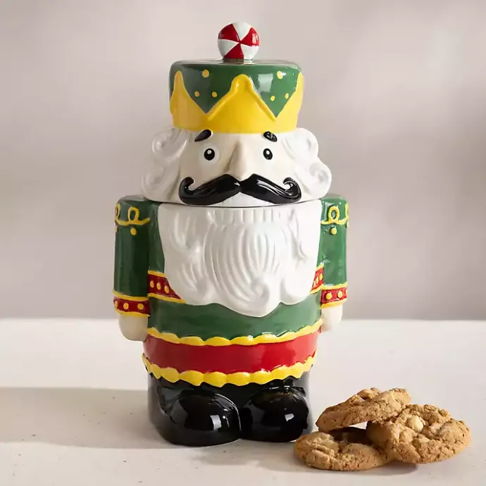 Online Kirklands Home Green Nutcracker Ceramic Cookie Jar