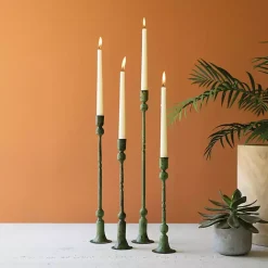 Hot Kirklands Home Patina Forged Iron Candle Holders, Set of 4 Green