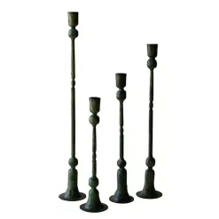 Hot Kirklands Home Patina Forged Iron Candle Holders, Set of 4 Green