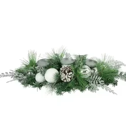Clearance Kirklands Home Pine and Ornament Candle Centerpiece Green
