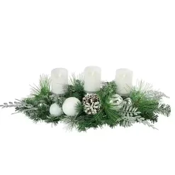 Clearance Kirklands Home Pine and Ornament Candle Centerpiece Green