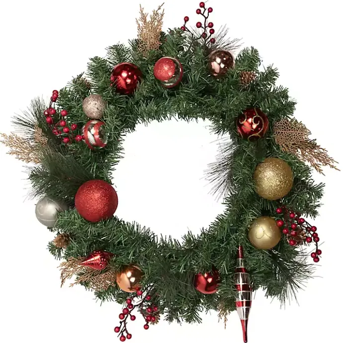 Outlet Kirklands Home Green Pine with Ornaments Wreath