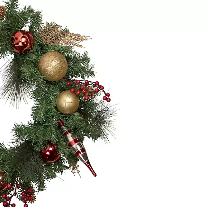 Outlet Kirklands Home Green Pine with Ornaments Wreath