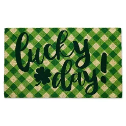 Online Kirklands Home Green Plaid Lucky Day Doormat