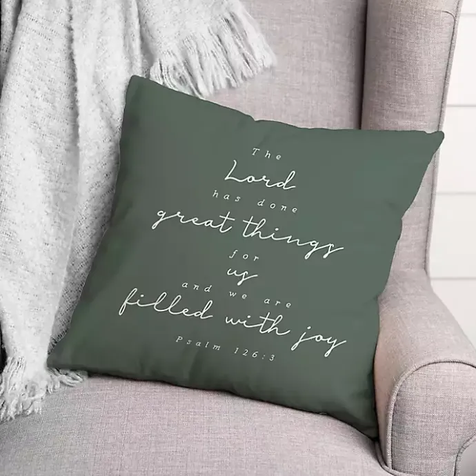 Sale Kirklands Home Psalm 126:3 Indoor/Outdoor Pillow Green