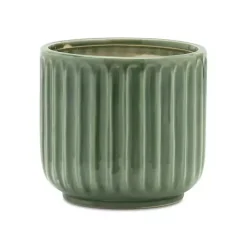 Clearance Kirklands Home Ribbed Terracotta Planters, Set of 3 Green