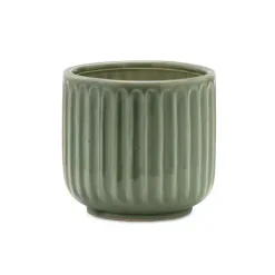 Clearance Kirklands Home Ribbed Terracotta Planters, Set of 3 Green
