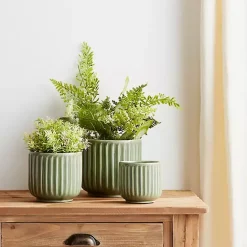 Clearance Kirklands Home Ribbed Terracotta Planters, Set of 3 Green