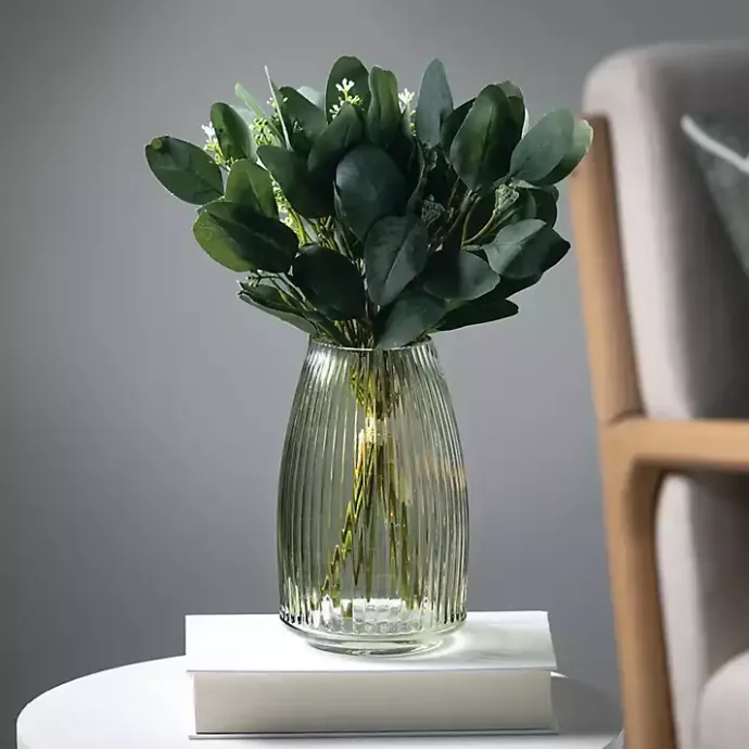 Sale Kirklands Home Round Ribbed Glass Vase Green