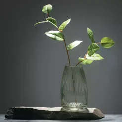 Sale Kirklands Home Round Ribbed Glass Vase Green