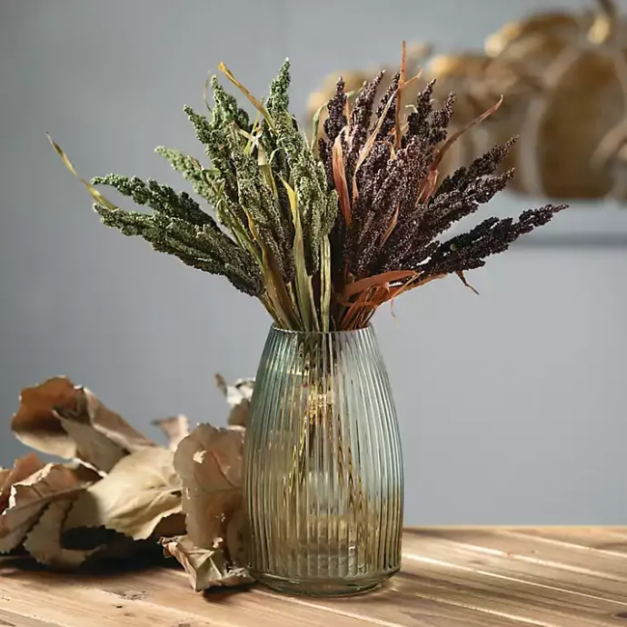 Sale Kirklands Home Round Ribbed Glass Vase Green