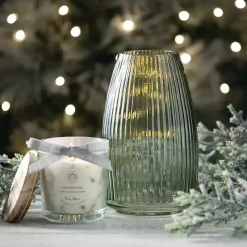 Sale Kirklands Home Round Ribbed Glass Vase Green