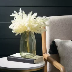 Sale Kirklands Home Round Ribbed Glass Vase Green