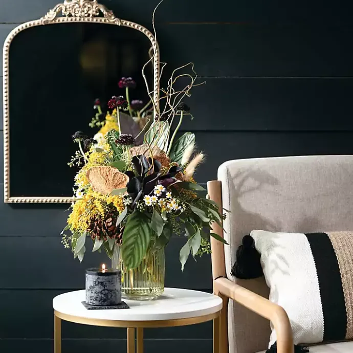 Sale Kirklands Home Round Ribbed Glass Vase Green