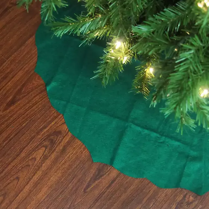 Kirklands Home Scalloped Christmas Tree Skirt, 48 in. Green