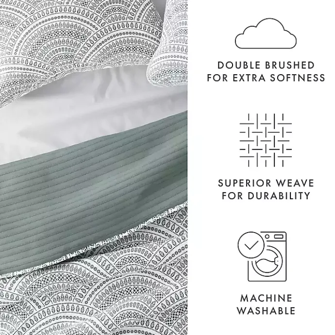 Sale Kirklands Home Green Scalloped Reversible 2-pc. Twin Quilt Set