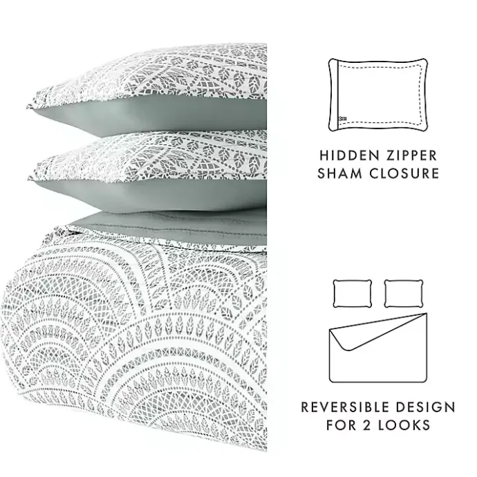 Sale Kirklands Home Green Scalloped Reversible 2-pc. Twin Quilt Set