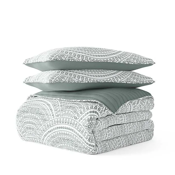 Kirklands Home Green Scalloped Reversible 3-pc. King Quilt Set