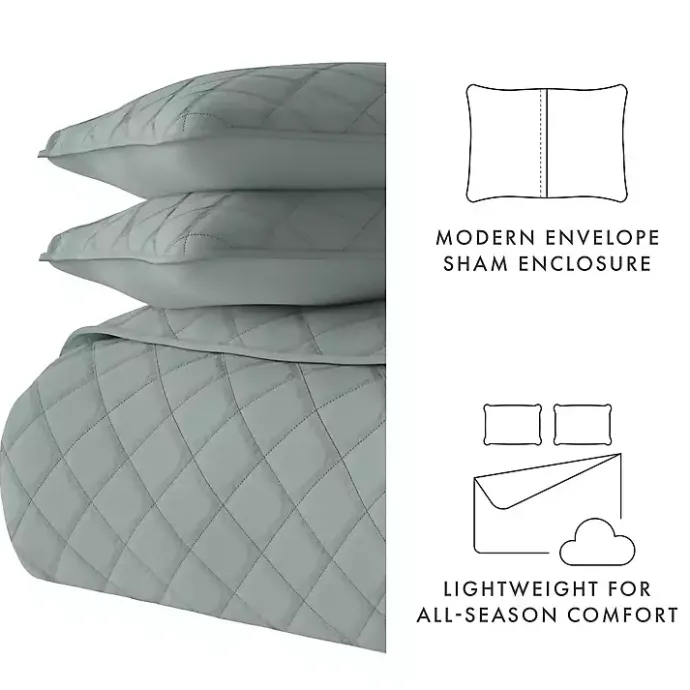 Outlet Kirklands Home Stitched Diamond 2-pc. Twin Quilt Set Green