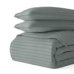 Outlet Kirklands Home Stitched Stripes 3-pc. King Quilt Set Green