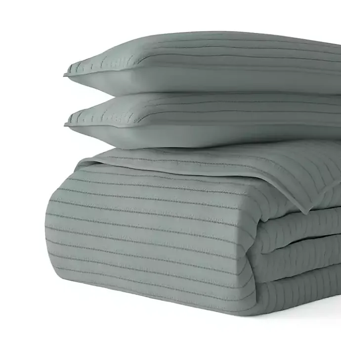 Outlet Kirklands Home Stitched Stripes 3-pc. King Quilt Set Green