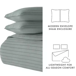 Outlet Kirklands Home Stitched Stripes 3-pc. King Quilt Set Green