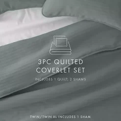 Outlet Kirklands Home Stitched Stripes 3-pc. King Quilt Set Green