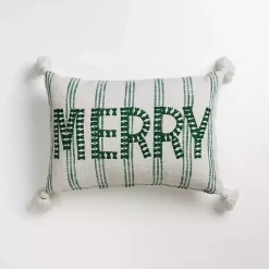 Outlet Kirklands Home Green Striped Merry Lumbar Pillow