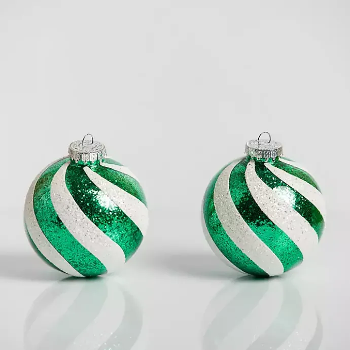 Best Kirklands Home Green Swirl 4 in. Tree Ornaments, Set of 2