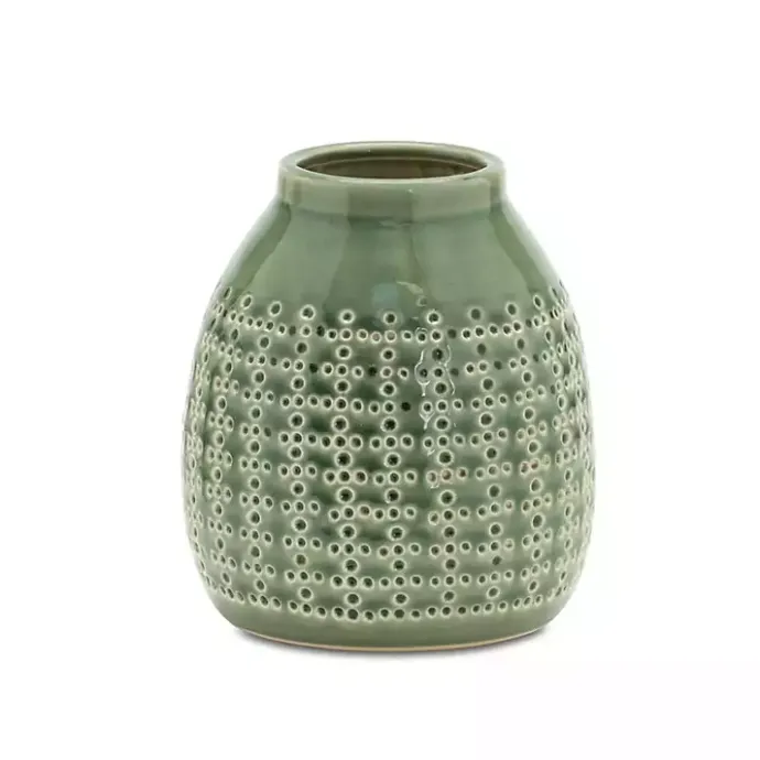 Outlet Kirklands Home Terracotta Dotted Vase, 7 in. Green