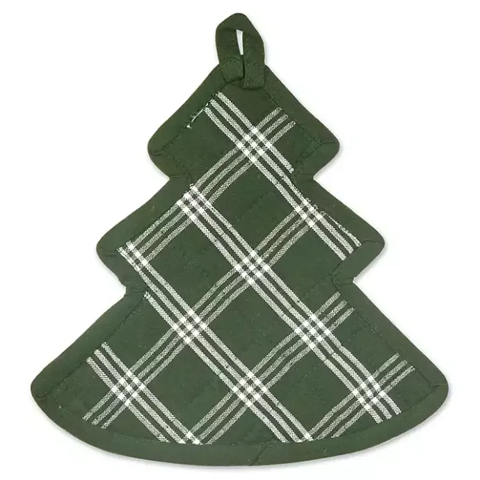 Sale Kirklands Home Green Tree Plaid 3-pc. Dishtowel & Potholder Set