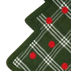Sale Kirklands Home Green Tree Plaid 3-pc. Dishtowel & Potholder Set