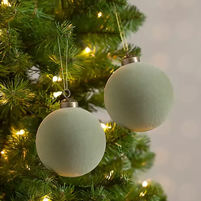 Sale Kirklands Home Velvet Ball 2-pc. Ornament Set, 4 in. Green