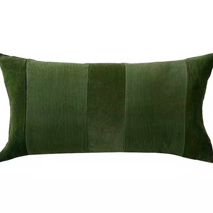 Hot Kirklands Home Velvet Corduroy Lumbar Pillow Green