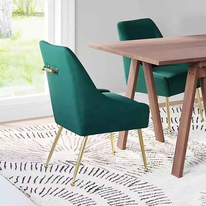 Discount Kirklands Home Velvet Gold Maxine Dining Chair Green