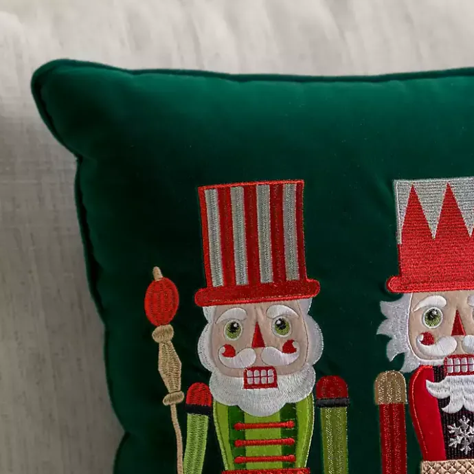Hot Kirklands Home Green Velvet Nutcracker Trio Pillow