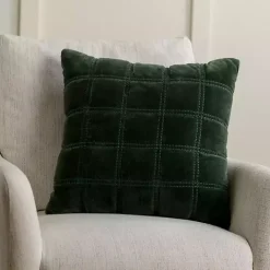 Outlet Kirklands Home Velvet Quilted Pillow, 22 in. Green