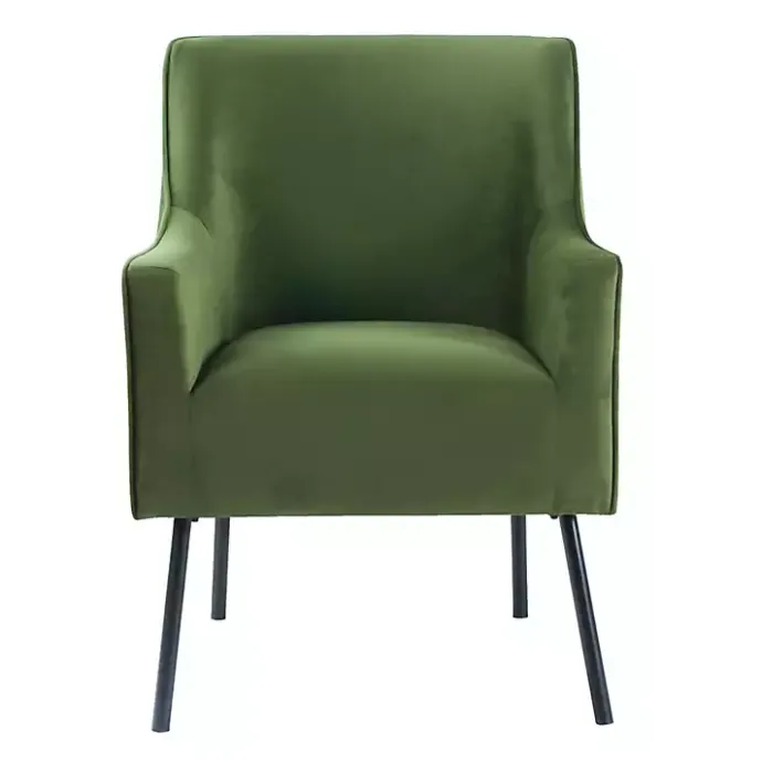 Discount Kirklands Home Velvet Upholstered Black Legs Accent Chair Green