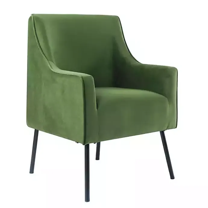 Discount Kirklands Home Velvet Upholstered Black Legs Accent Chair Green