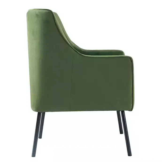 Discount Kirklands Home Velvet Upholstered Black Legs Accent Chair Green