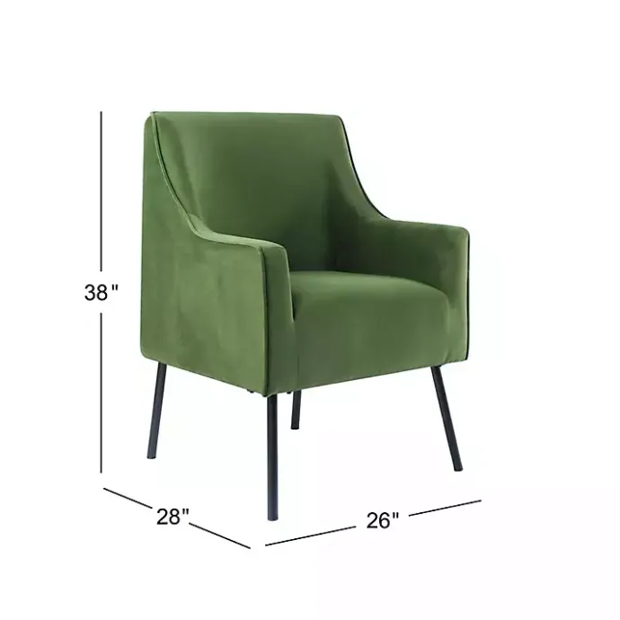 Discount Kirklands Home Velvet Upholstered Black Legs Accent Chair Green