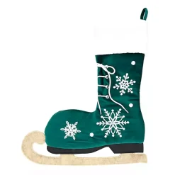 New Kirklands Home Winter Skate Stocking Green