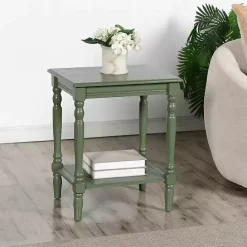 Sale Kirklands Home Wood Sybil Accent Table Green