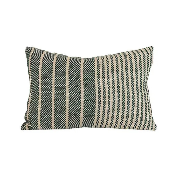 Sale Kirklands Home Green Woven Stripe Indoor/Outdoor Pillow