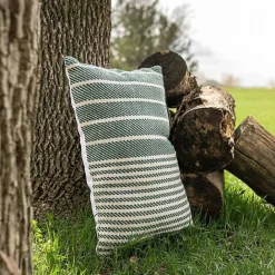 Sale Kirklands Home Green Woven Stripe Indoor/Outdoor Pillow