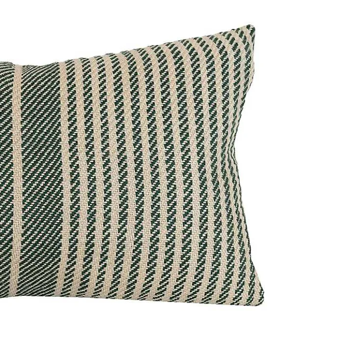 Sale Kirklands Home Green Woven Stripe Indoor/Outdoor Pillow